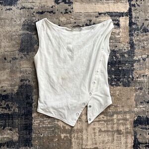 Princess Polly White Asymmetrical Tank Top
